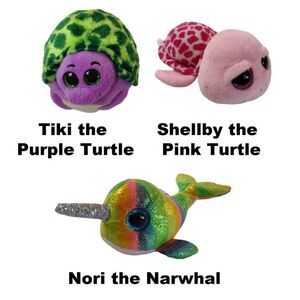 Ty Big Eyes Soft Stuffed Beanie Boos Plush Collectible Toys Turtles Narwhal